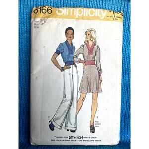 Simplicity 6166 Sewing pattern knit top A line skirt bell bottom pants size 12